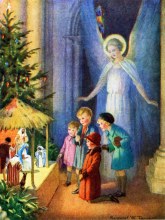 Children visit Baby Jesus by Margaret W Tarrant