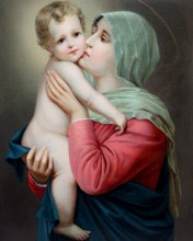 Mary kissing the Baby Jesus