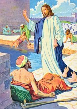 Jesus heals at man at the pool of Bethesda