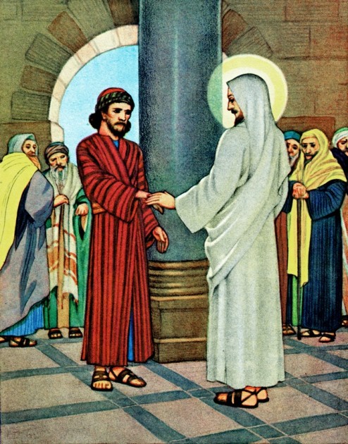 Jesus heals a man with a withered hand