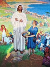 Jesus said: Come unto me all who are weary and heavy laden, and I will give you rest. He healed the people, fed them, encouraged them. Artist is Artist is Ralph Pallen Coleman 1892-1968, United States